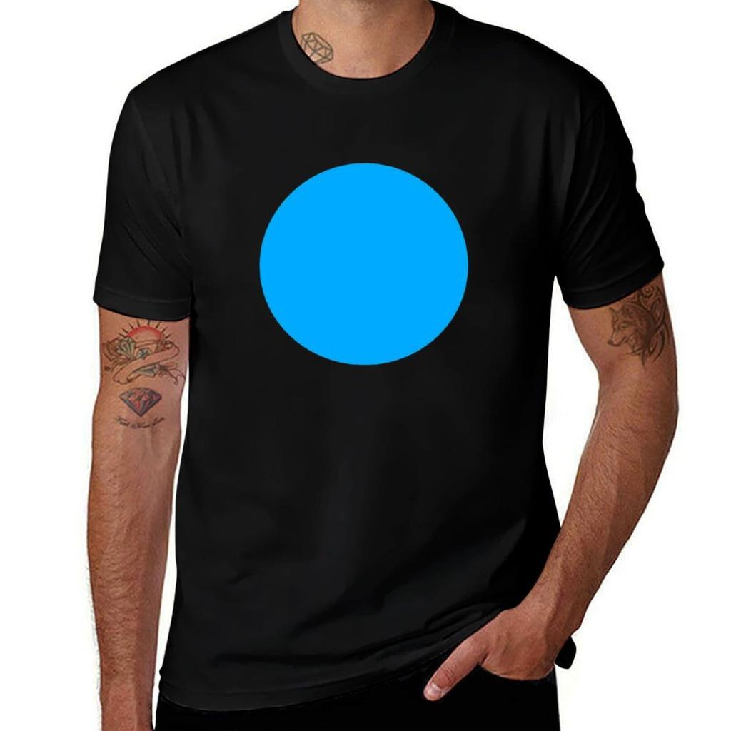 Vibrant Light Blue Circle TShirt Daily Casual Short Sleeve Tee Shirt