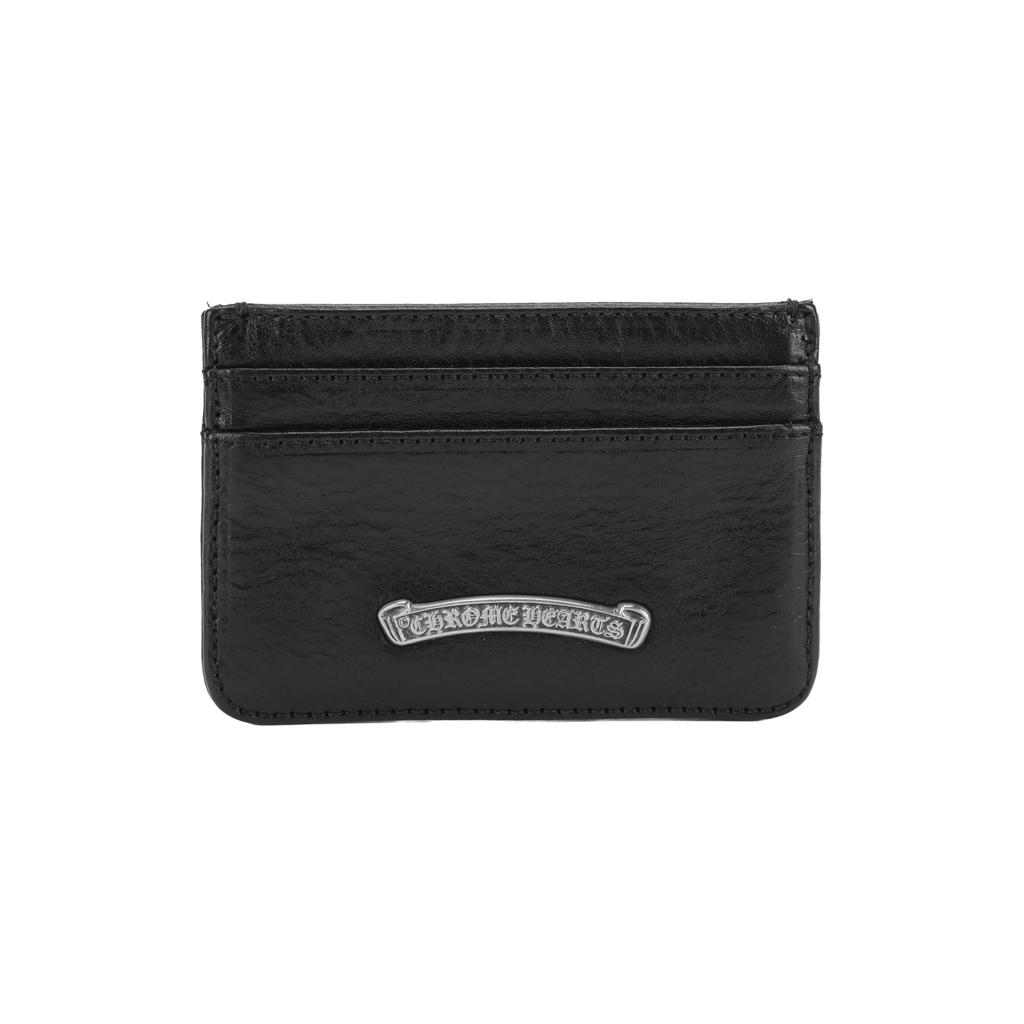 Chrome Hearts Scroll Silver Leather Card Holder Unisex Accessories Black CH-2270119