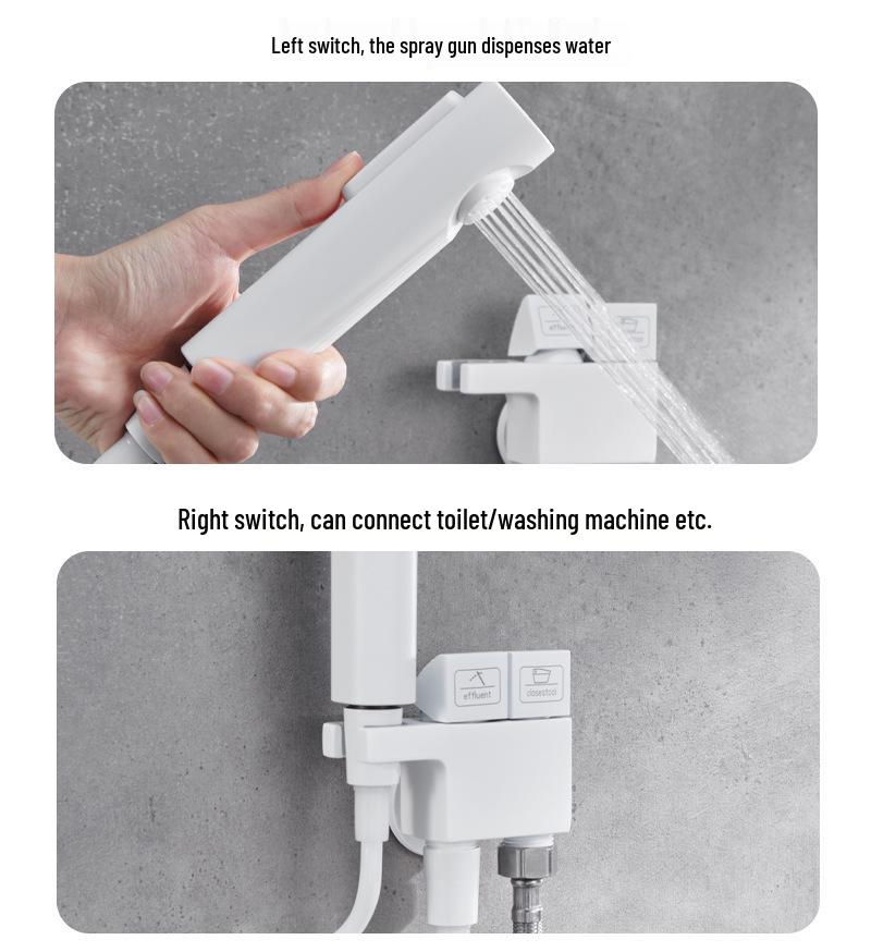 White Bathroom Bidet Toilet Spray Gun Set with Faucet Washer