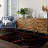Lightning Polyester Mat, Black Red Design, Machine Washable Non Slip, Soft Fluff Floor Rug, Large Durable Living Room Decor