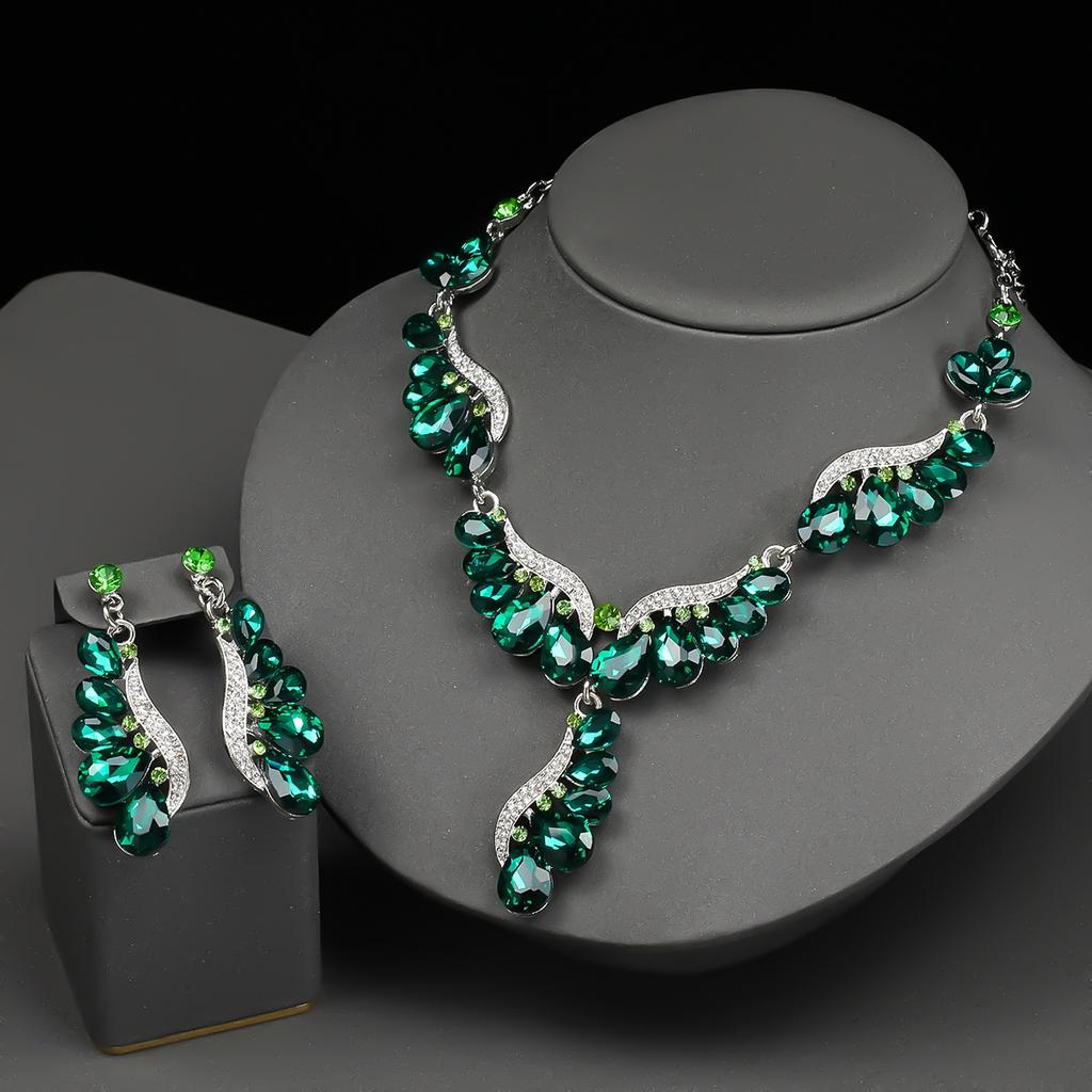 2025 New Design Colorful Bridal  Set For Women Necklace Earring Set Wedding Party Gifts