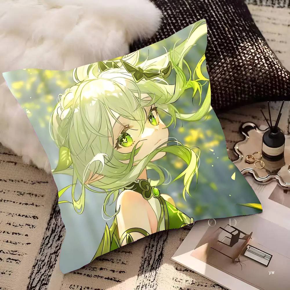 Nahida Animation Game GGenshin IImpact Pillow Case Fashion Square Pillowcase Bedroom Sofa Room Ins Decoration Leisure
