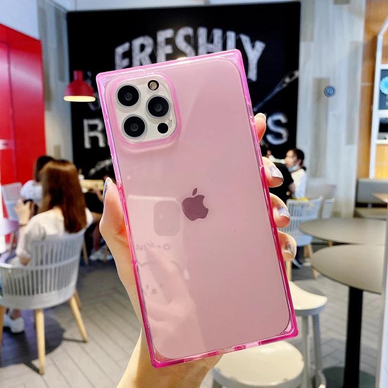 Luxury Transparent Case For iPhone 11 12 13 14 15 16 Pro Max 14 Plus Fluorescent Color Soft Shockproof Cover