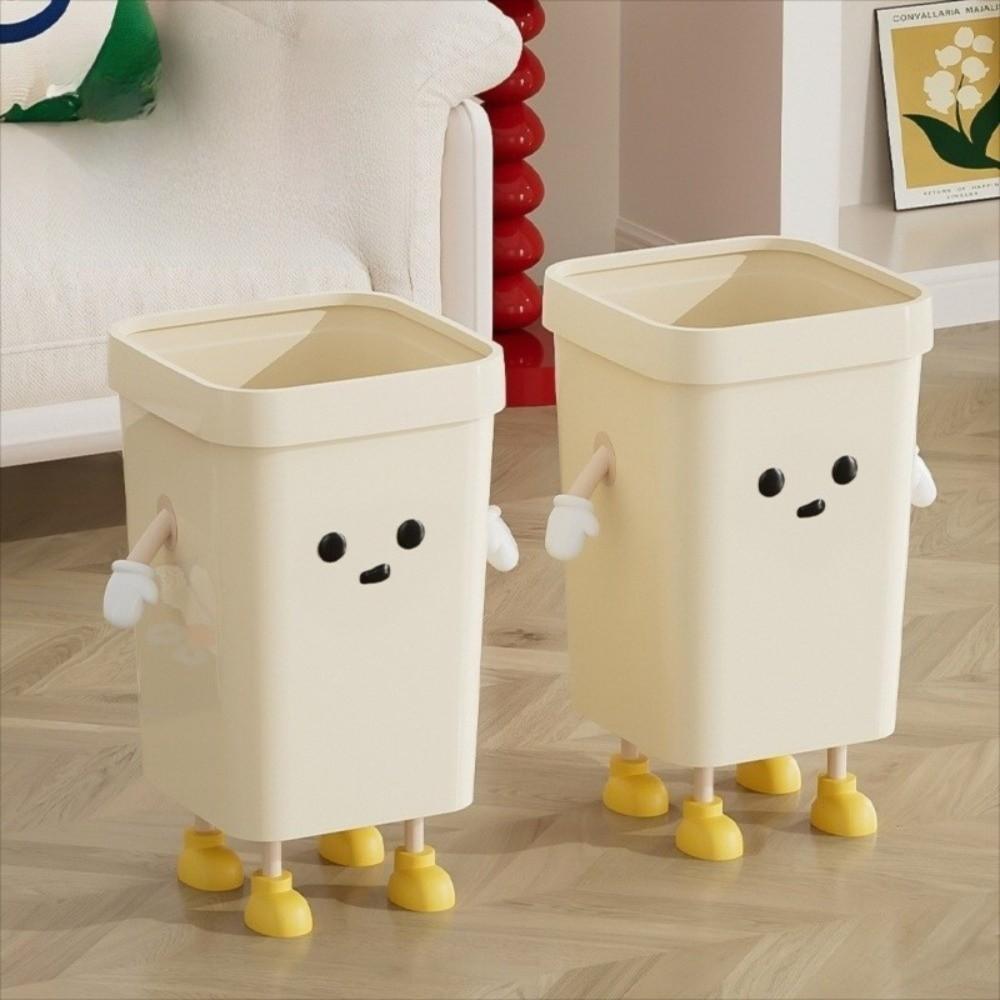 Storage Bin Trash Can Food Waste Plastic Wastebasket Lightweight Square Garbage Can  Kitchen