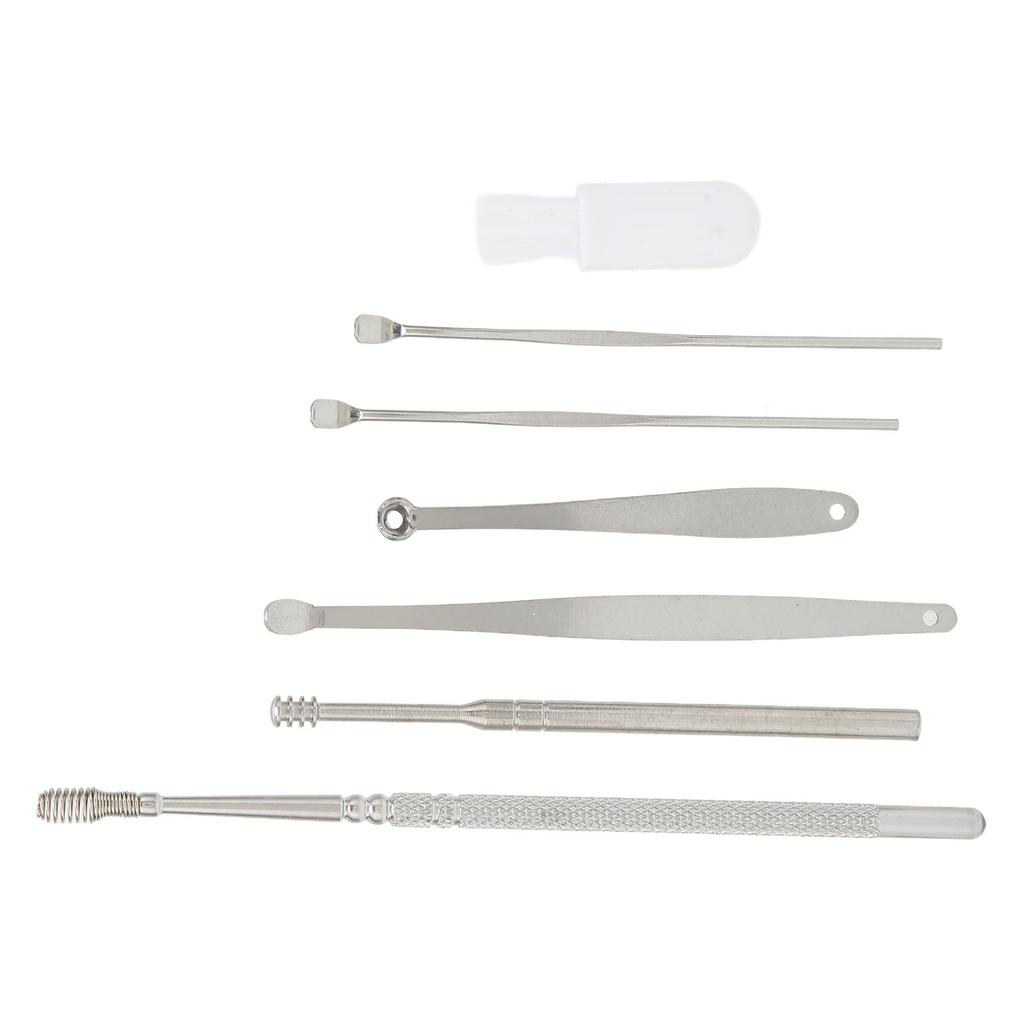 7pcs Stainless Steel Ear Cleaner Set Earpick Ear Wax Remover Spiral Earpick Ear Cleaning Tools