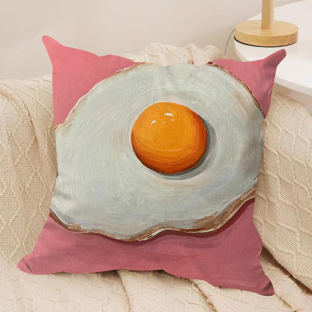 Funny Food Fried Egg Cushion Cover Short Plush Doublesided Print Square Throw Pillow Covers Sofa Home Cushion Decor