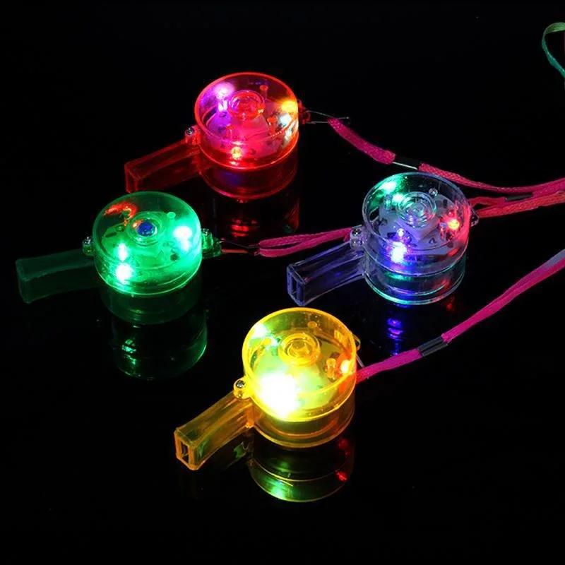 LED Cheer Whistle Kids Birthday Bar Sports Party Carnival Christmas Gift Decor Fun Glow Light Toy For Celebration Events