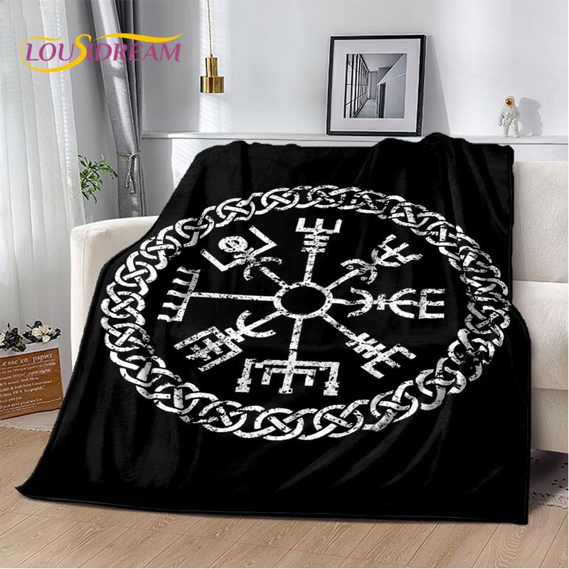Viking Nordic Odin Valhalla Cartoon Valknut Blanket,Soft Throw Blanket for Home Bedroom Bed Sofa Picnic Office Travel Cover Kids