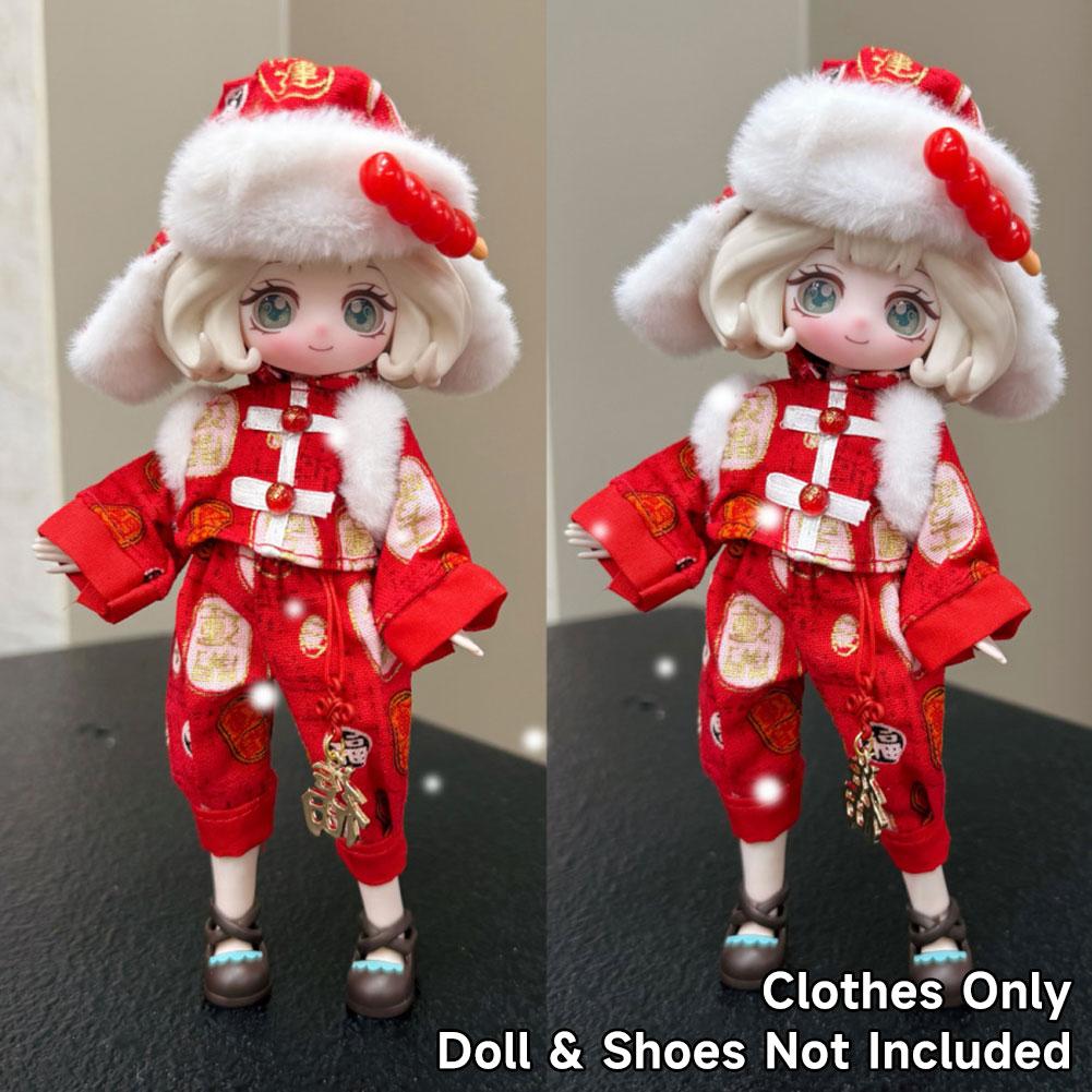For 11-17cm OB11 Dolls Trendy Girl Forest Style Autumn Winter Dressing Set Doll Accessories Outfit for 8/12 BJD Clothes