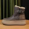 Platform Women Fur Snow Ankle Boots Flats Leather Short Plush Cotton Shoes Trend Fashion Sneakers Warm Cozy Mujer Goth Botas
