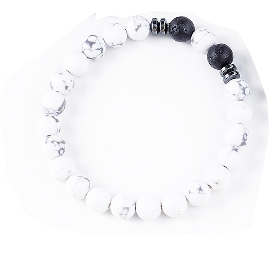 Festive Gifts Lava Rock Tiger Eye And Howlite Beaded Bracelet Set Natural Stone Fashion Jewelry For Men Women Daily Wear Simple Versatile Accessory