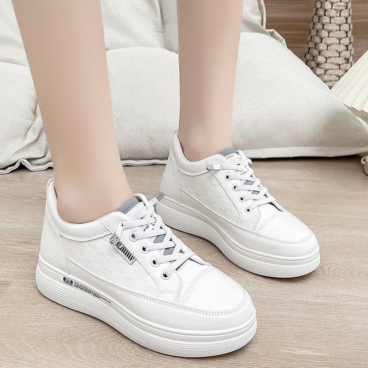 Thick-soled Inner Height-increasing White Shoes Women's 2025 Summer New Korean Version Lace-up Foreign Trade Sports and Leisure Women's Shoes