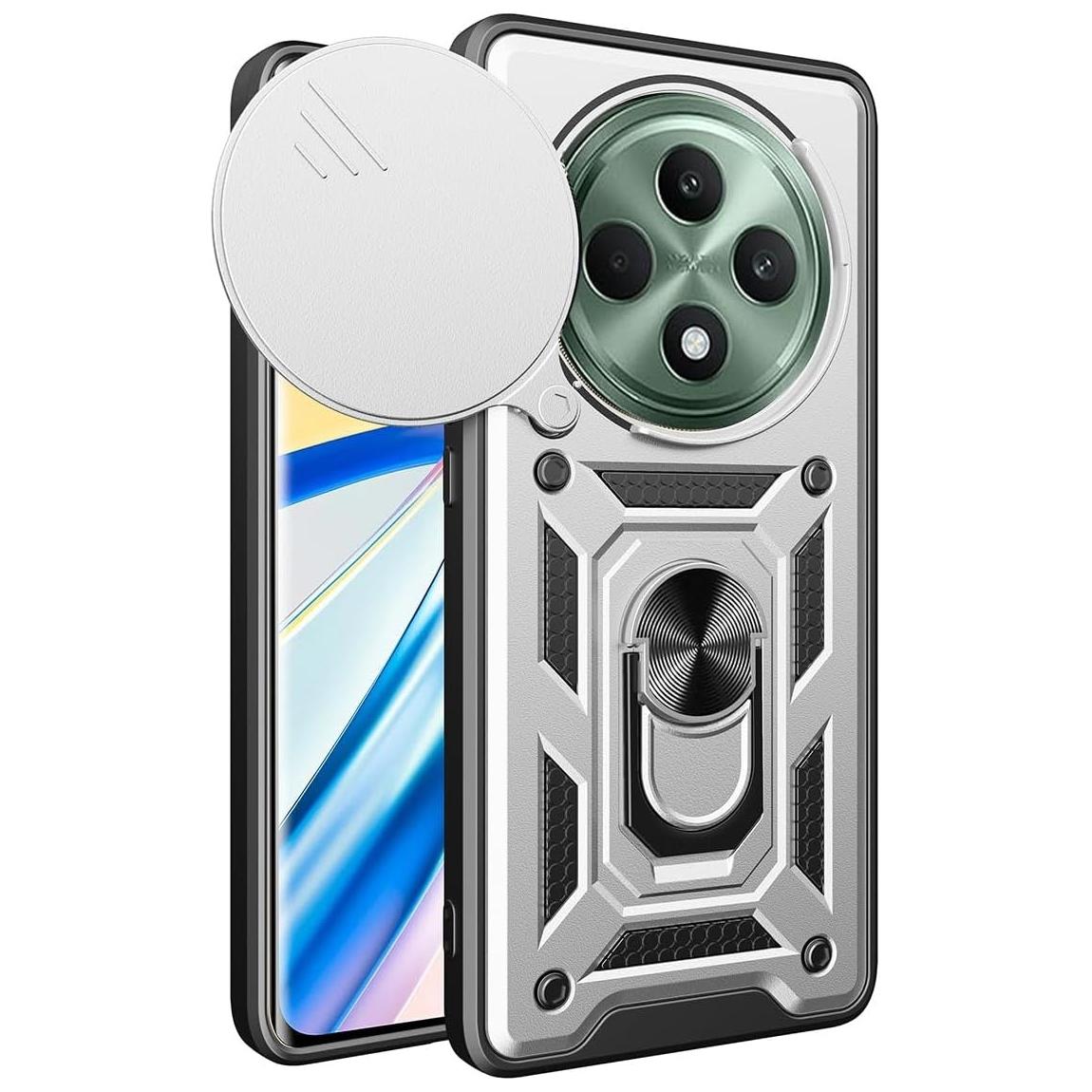 

Броньований чохол для OPPO Reno 12F 12FS 5G Reno12 F FS ​​5G Захист об’єктива з кільцевим магнітним тримачем Coque Fundas OPPO Reno 12F 5G срібний