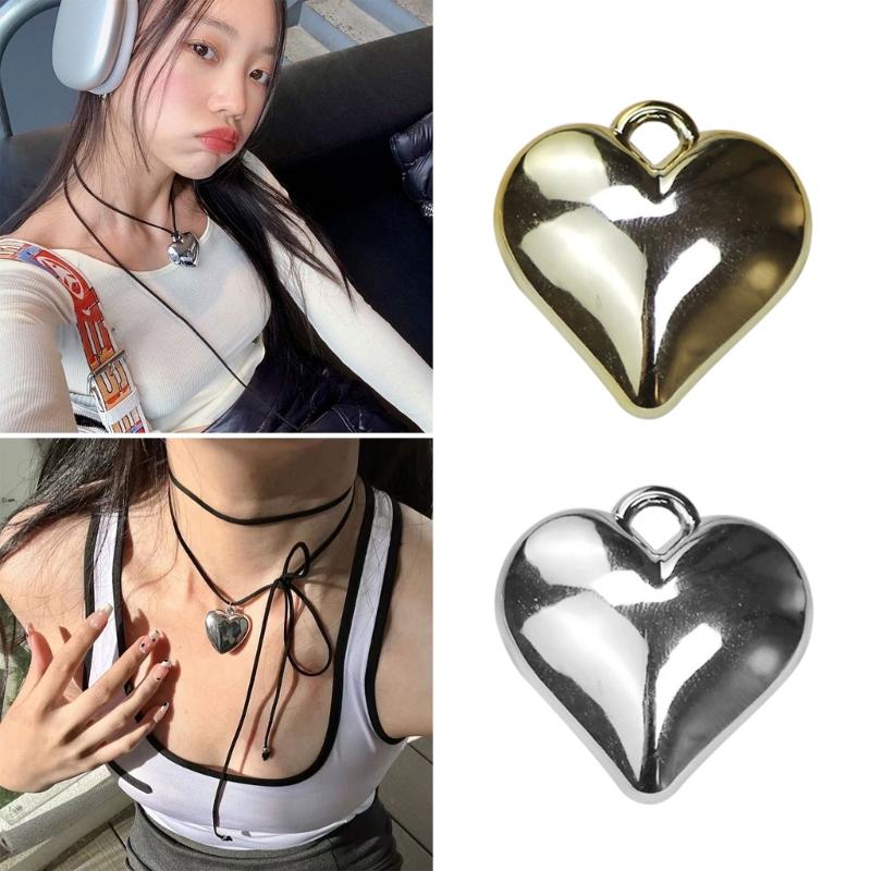 10 Pieces Sweet Heart Pendant Necklace and Earrings Peach Heart Pendant with Hole Heart Pendant for DIY Necklace Making