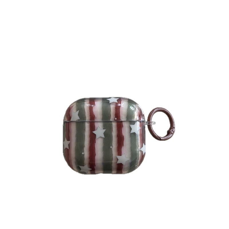 Semi-transparent green red striped stars AirPods 1 generation earphone case for AirPods 1 generation/Pro1 generation