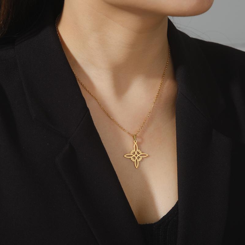 Skyrim Wicca Witchcraft Witch Knot Halskjede Rustfritt stål Choker Halskjeder Vintage Amulett Overnaturlig smykkegave til kvinner