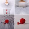 3Pcs Kids Girls Scary Halloween Clown Costume Clown Cosplay Costume Dress Gloves Red Hairpin Clown Makeup Kit Gifts