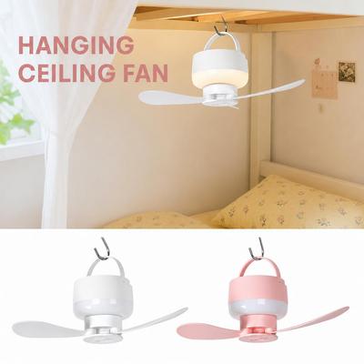 USB Rechargeable Mini Ceiling Fan With Light Remote Control Dimmable Led Hanging Fan For Student Dormitory Camping Tent RV