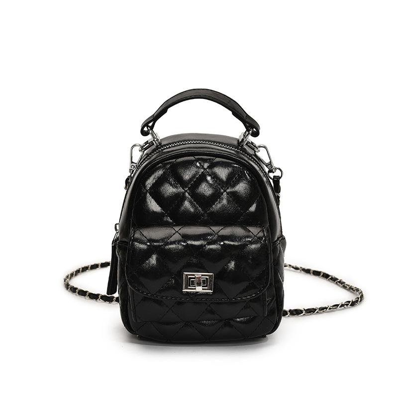 Rhombus embroidery thread niche design women's backpack 2025 new popular versatile chain small backpack bucket small schoolbag