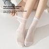 Sock Children's Mid-length Tube Socks, Summer Lightweight Style, Mulberry Silk, Sweat-absorbing, Loose Fit, Long Tube, Pile-up Design, Lace Trim