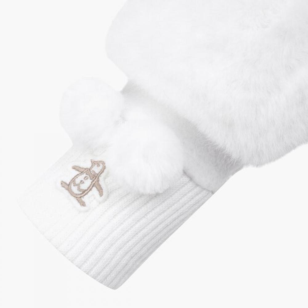 Munsingwear Women Knit Fur Gloves White Mp422lglo2