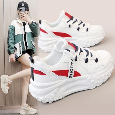 K6706 Nuevas Zapatillas Transpirables Chunky para Primavera/Verano Zapatillas Casuales Suela Gruesa Aumentado Bloque de Color Todas las Combinaciones Zapatos Deportivos para Mujer