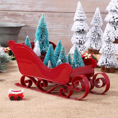 Weihnachtsschlitten Dekorationskollektion, rote Weihnachtsmannschlitten Dekoration, geeignet für Weihnachtsfeiertags- und Partydekoration