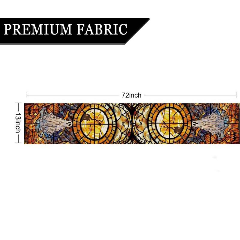 Дорожка для стола на Хэллоуин Призрачная тыква Церковные витражи Готические дорожки — фото 4