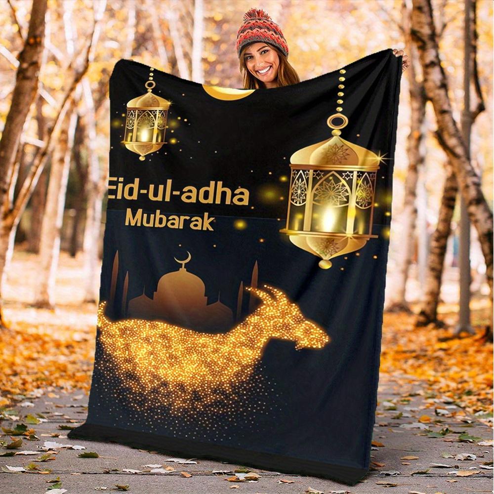 

1pc Eid-ul-adha, Mubarak, Festival Digital Printed Flannel Blanket, Super Soft Plush Fleece Bed Cover, Multipurpose Four Season Blanket for 150x180cm