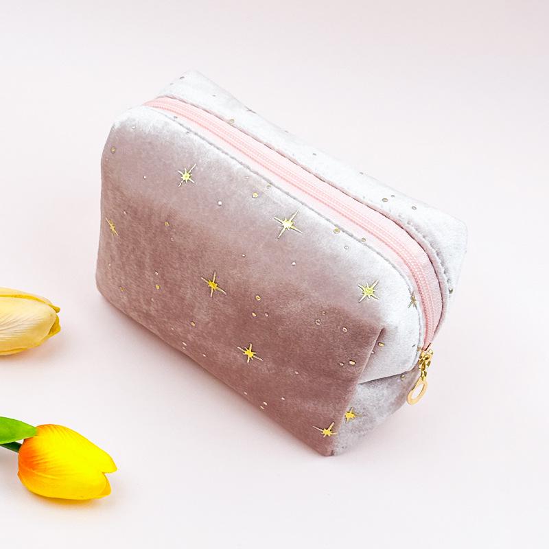 Elegant Italian Velvet Octagonal Makeup Bag - Large Capacity Women's Clutch for Cosmetics Storage