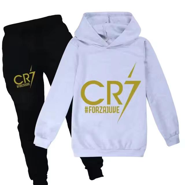 Completo con Felpa e Pantaloni da Calcio CR7 per Ragazzi, Età 3-12 Anni, Tuta Sportiva 2 Pezzi per Primavera e Autunno