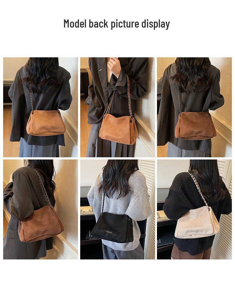 2025 Autumn/Winter Retro Matte Women's Versatile Single Shoulder Bag with Chain