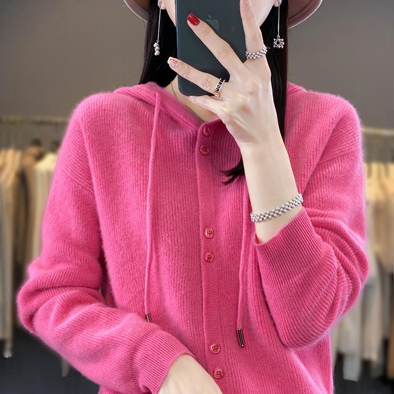 Autumn and Winter New Hooded Cardigan Hoodie Women's Long-sleeved Knitted Sweater Versatile Coat Top Wear Pullover Sweater Women