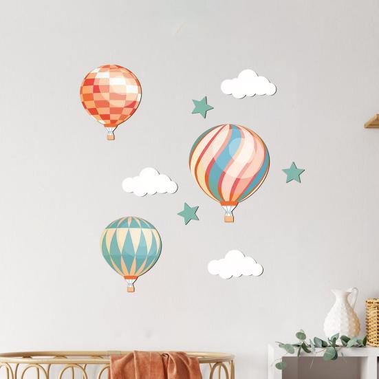 Yousheng 9 Pcs Hot Air Balloon Wall Decor with Clouds Stars Boho Wooden Nursery Wall Art Sign for Living Room Kids Bedroom Hallway Playroom Classroom