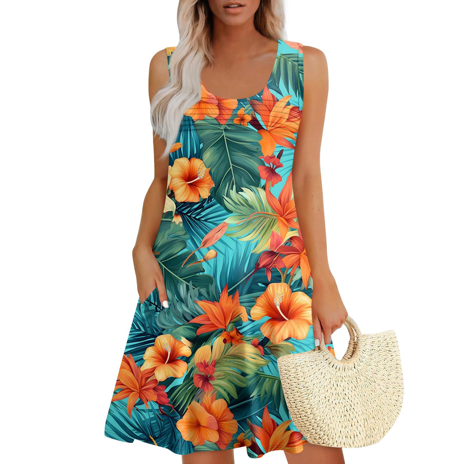 

Женские летние платья, свободные сарафаны без рукавов с U-образным вырезом и карманами XXXL шафрановый