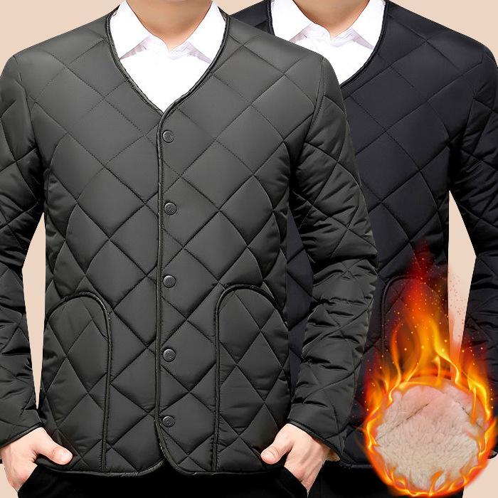 Men's Warm Down Cotton Jacket for Autumn/Winter - Thick Inner Layer, Large Size, Short Jacket for Middle-Aged and Elderly