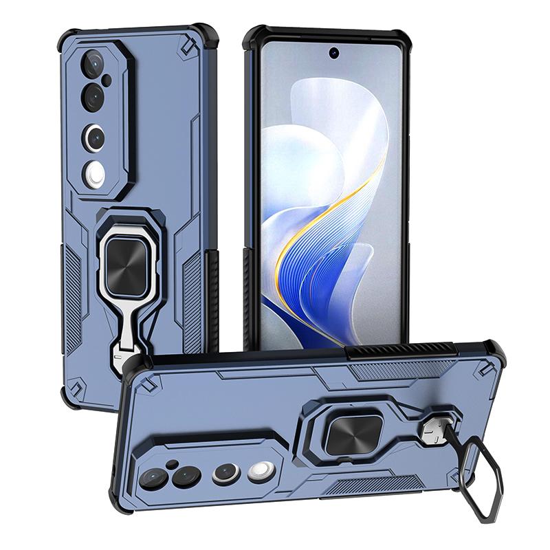 KEYSION Shockproof Armor Case for VIVO V40 Pro 5G Soft Silicone+PC Upright Metal Ring Stand Phone Cover for VIVO V40 5G V40 Pro