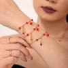 Qiong Yao Double Layer Garnet Jewelry Set: Necklace, Bracelet, Asymmetrical Earrings
