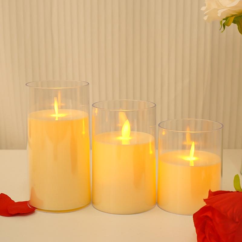LED Simulierte Kerze mit Acrylglasbecher für Weihnachts-, Geburtstags-, Hochzeits-Atmosphärendekoration