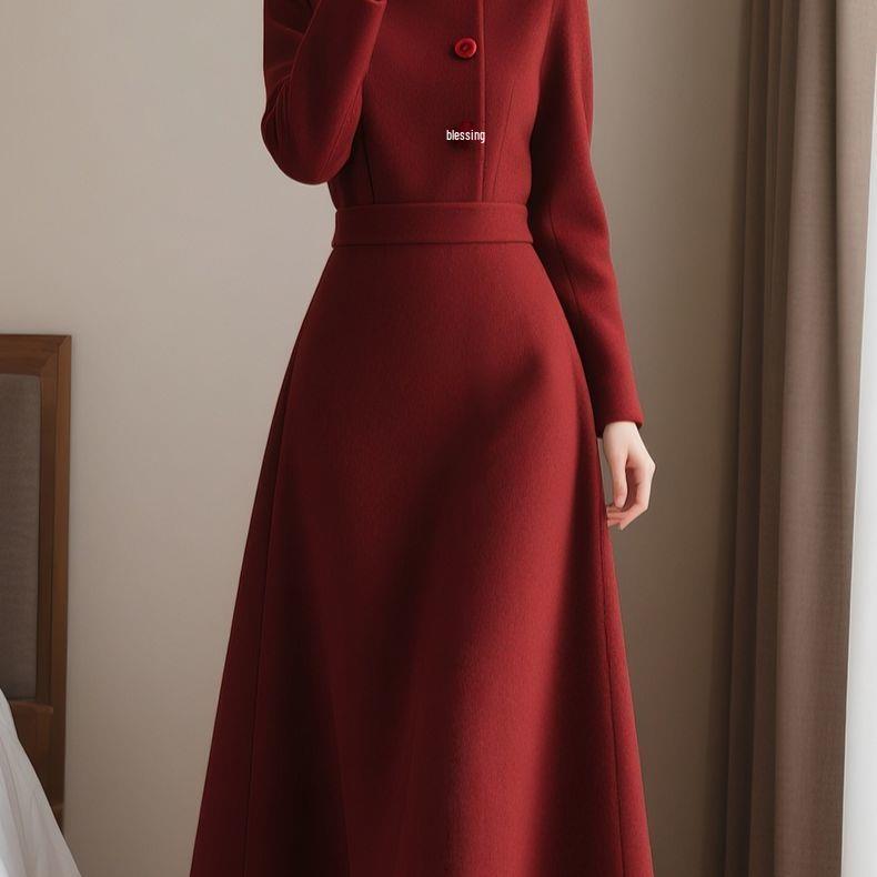 Elegant Mid-Length Autumn/Winter Retro Dress for Women
