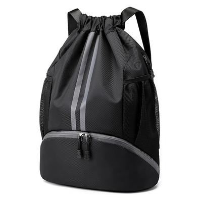 Geantă de rucsac sport cu șnur cu compartiment pentru pantofi Buzunar rezistent la umezeală pentru femei, bărbați, cu șnur de capacitate mare, pentru înot, sală de gimnastică.
