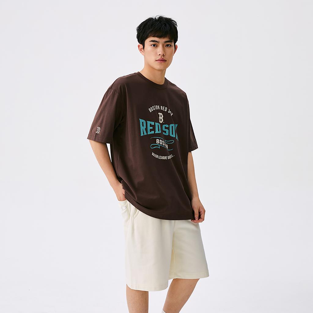 New MLB Preppy Style Collection Boston Red Sox SS25 T Shirt Men's Brown 3ATSV0653-43BRS