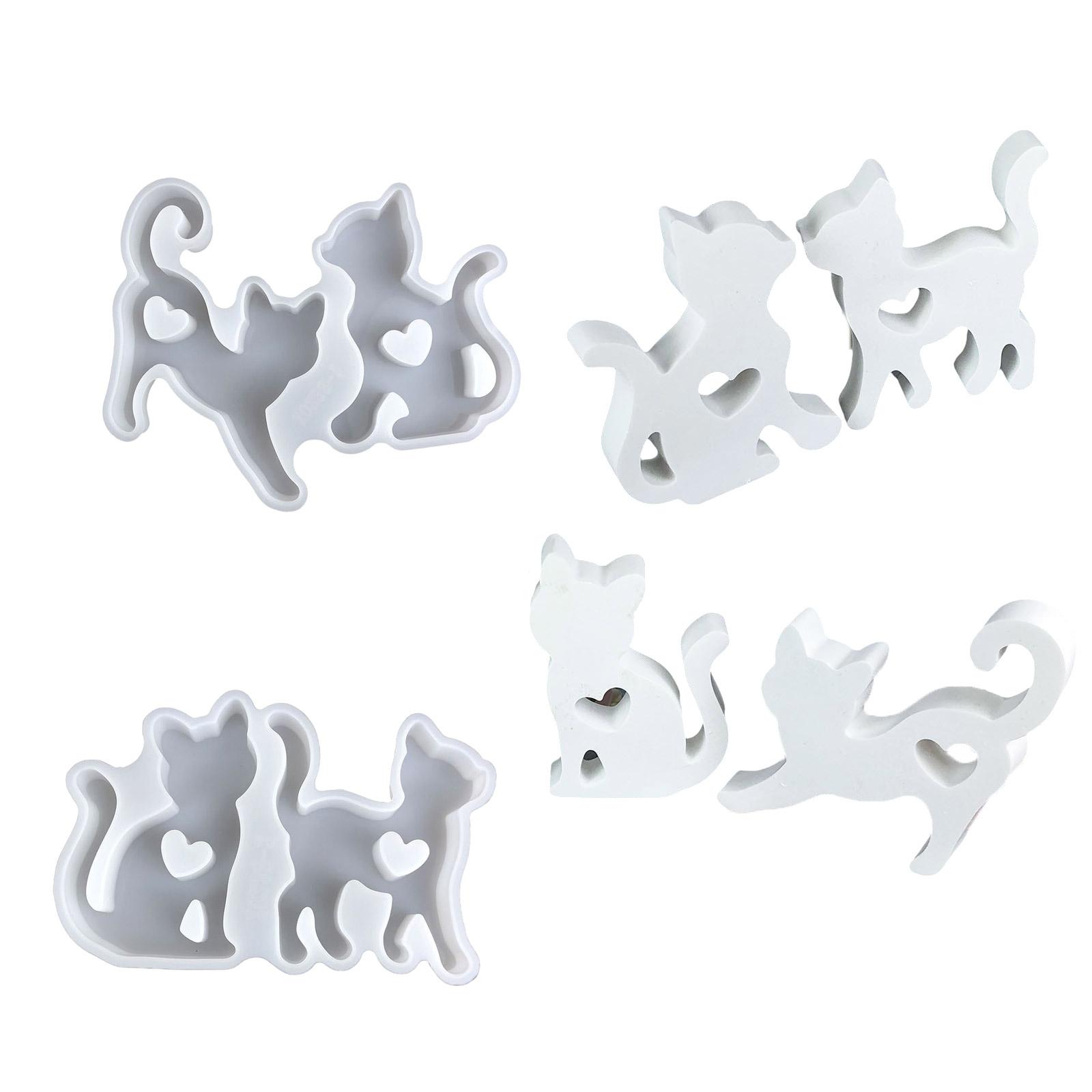 

Набор из 2 гибких прочных силиконовых форм с дизайном сердец и кошек. Модный аксессуар для рукоделия и украшения дома.