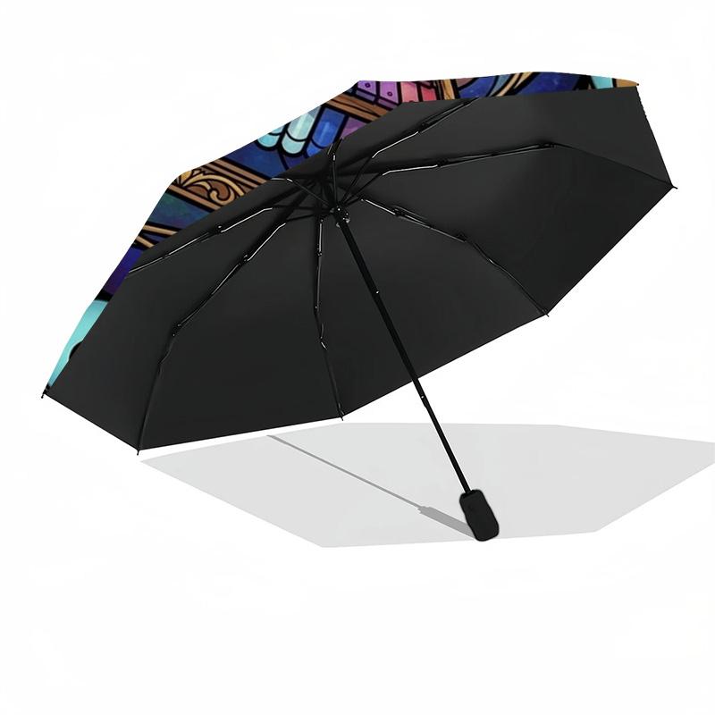 Music Nature Harmony Pattern Umbrella, Portable and Foldable Design, 8 Ribs, a Casual Accessory for Halloween, Christmas, and Birthday Gifts.