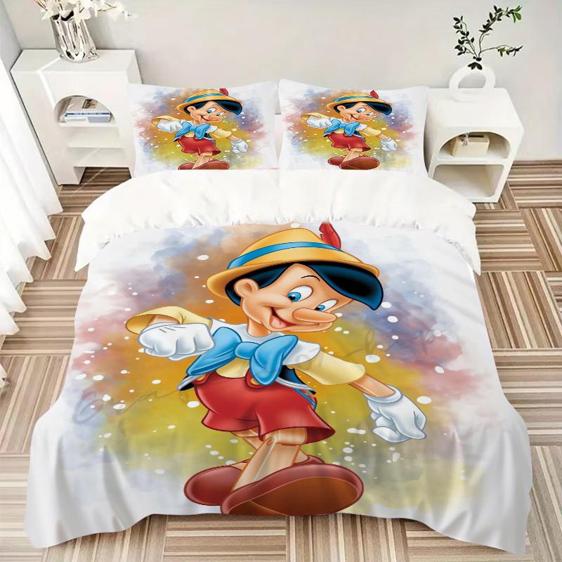 3pcs Pinocchio Character Printed Bedding Set, Soft and Comfortable Quilt Cover for Bedroom S078