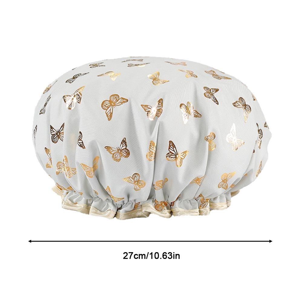 Waterproof Star Double Shower Cap Hair Cap Hot Gold Printed Terylene Cotton Shower Cap Bathing Women