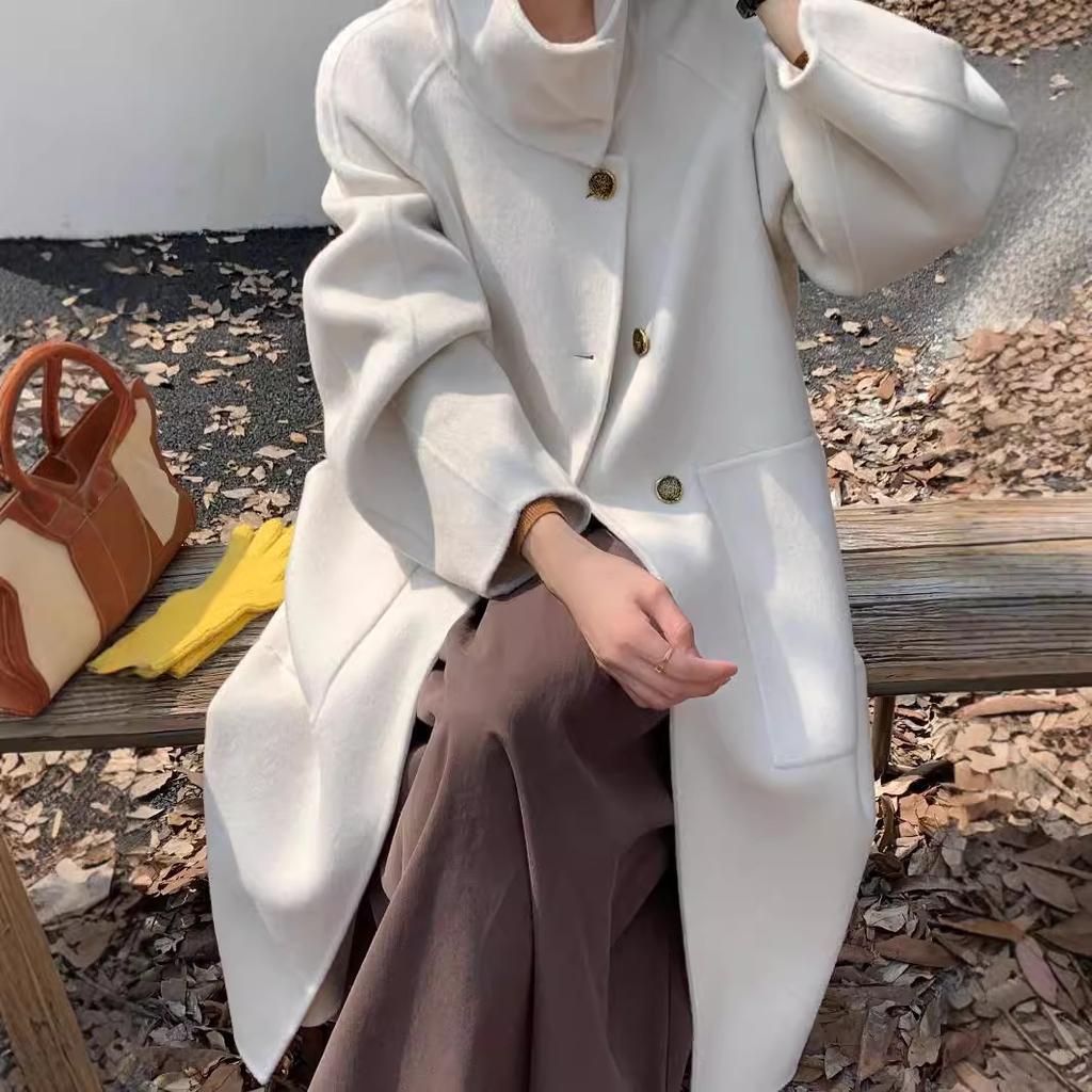 New style high-end cashmere coat women's daily commute eight o'clock woolen coat