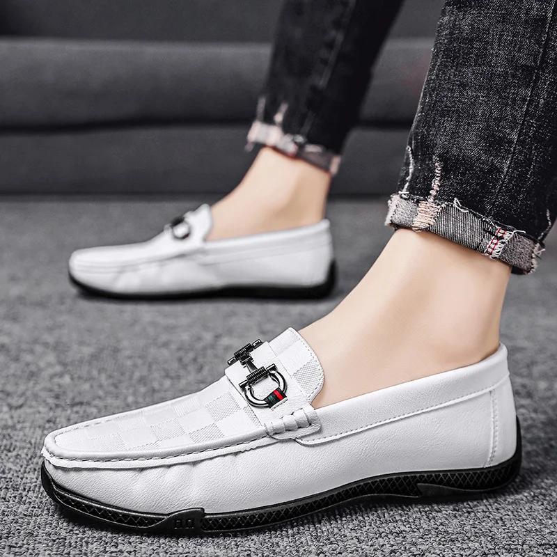 Luxusmarke Weiß Atmungsaktiv Slipper Fahrschuhe Leder Herren Freizeitschuhe Schwarz Formell Herren Kleiderschuhe Designer Herren Slipper