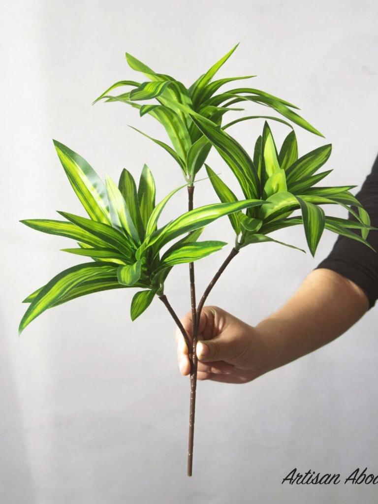 1pc Simple Yellow Artificial Plant, Plastic Faux Leaf For Home Decor