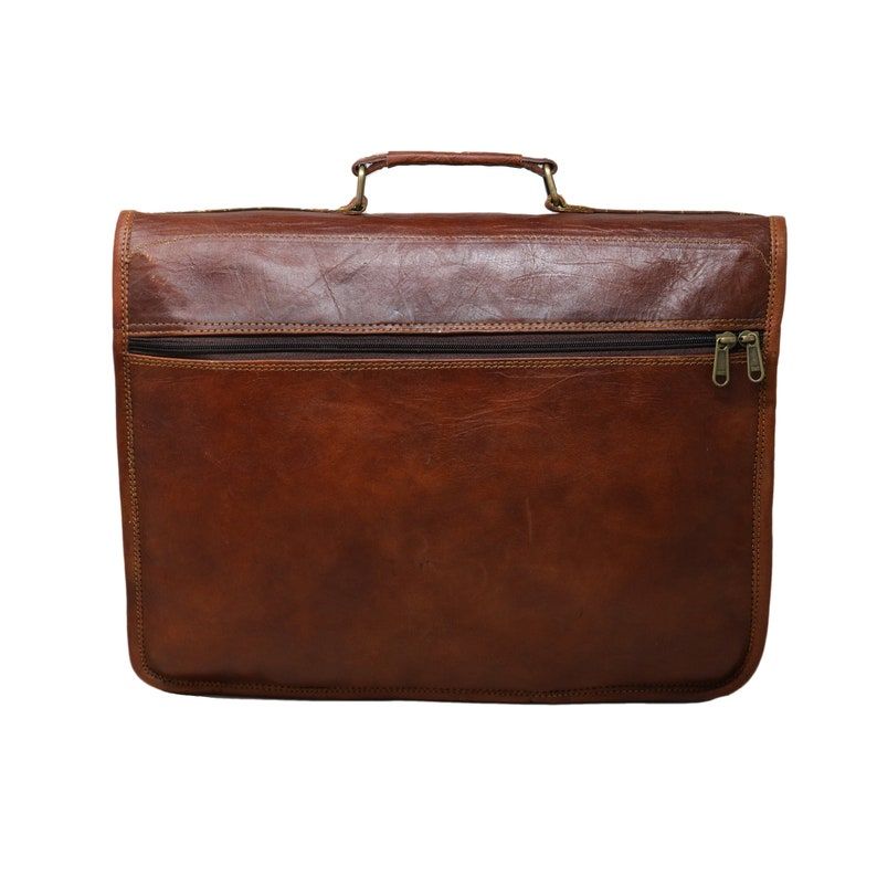 14" Leather Messenger Bag Laptop Case Office Briefcase Gift for Men Computer Distressed Shoulder Bag